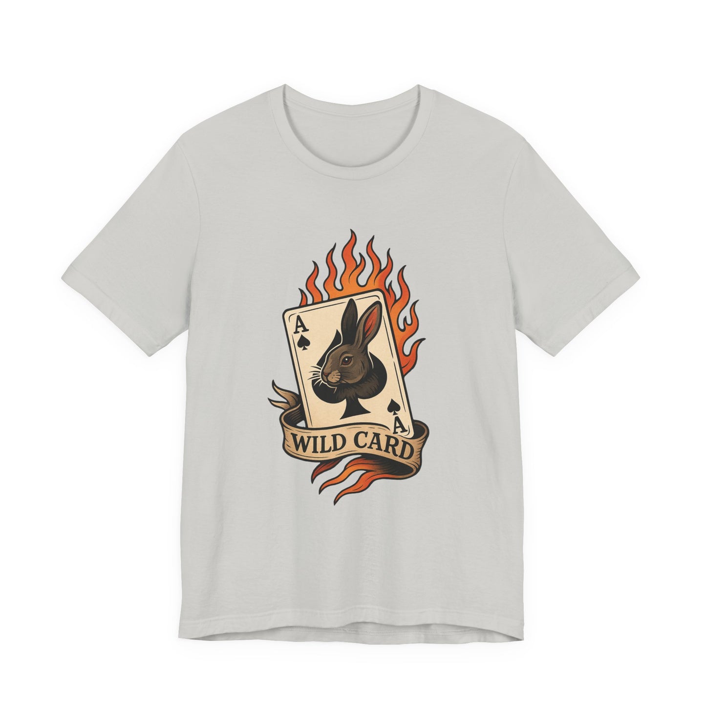 Wild Card Rabbit T-Shirt, Unisex Short Sleeve Tee, Fun Graphic Tee, Casual Summer Top, Gift for Gamers & Animal Lovers