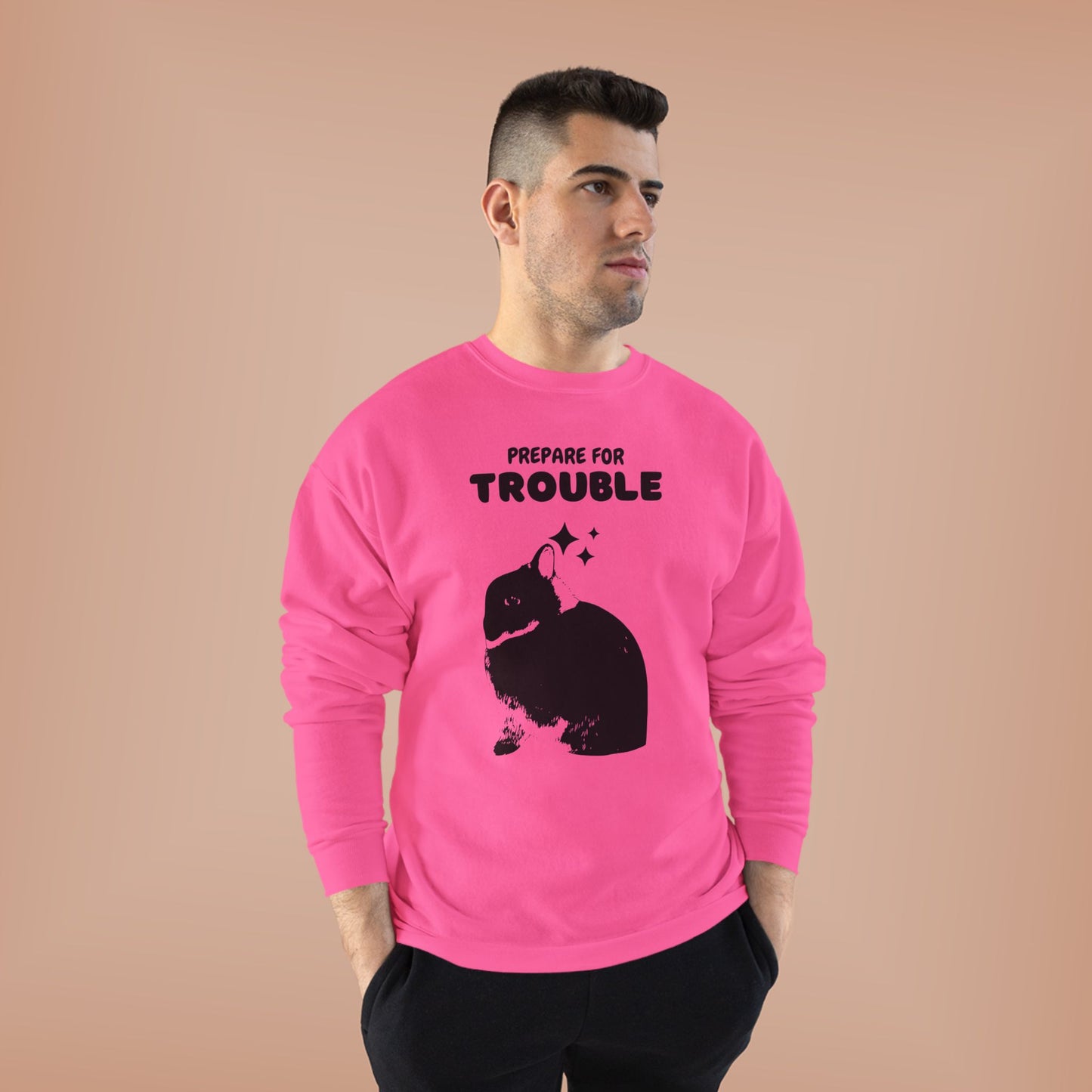 Prepare for Trouble Bunny Sweatshirt, Eco-Friendly Crewneck for Pet Lovers, Funny Gift for Birthdays, Easter, Casual Wear, Cozy Sweater