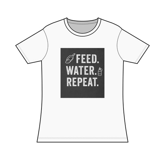 Women’s Motivational Tee - Feed Water Repeat, Cute Casual Top, Fitness Shirt, Gift for Moms, Everyday Wear, Health Enthusiast