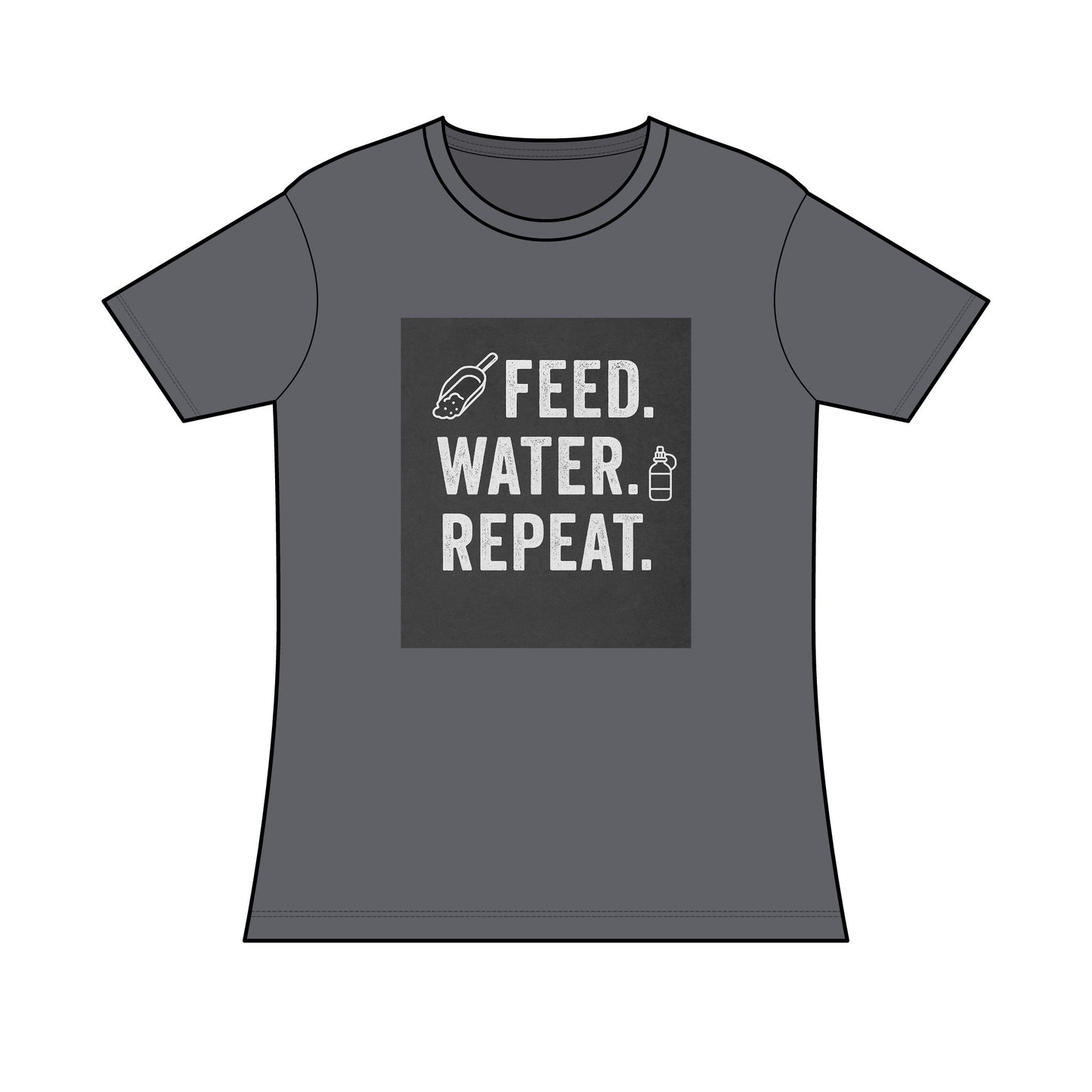 Women’s Motivational Tee - Feed Water Repeat, Cute Casual Top, Fitness Shirt, Gift for Moms, Everyday Wear, Health Enthusiast