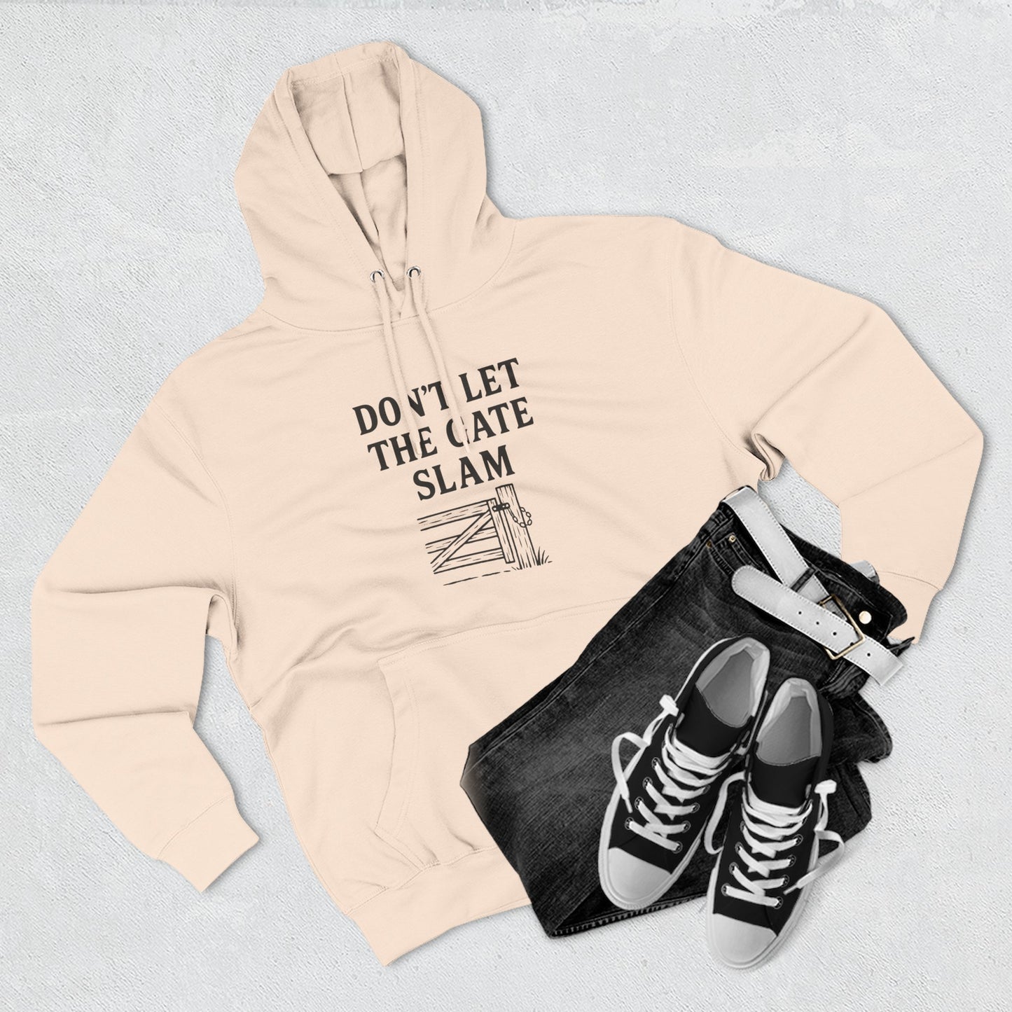 Cozy Fleece Hoodie, Don't Let The Gate Slam Hoodie, Casual Wear, Gift for Friends, Funny Quote Sweatshirt, Winter Apparel