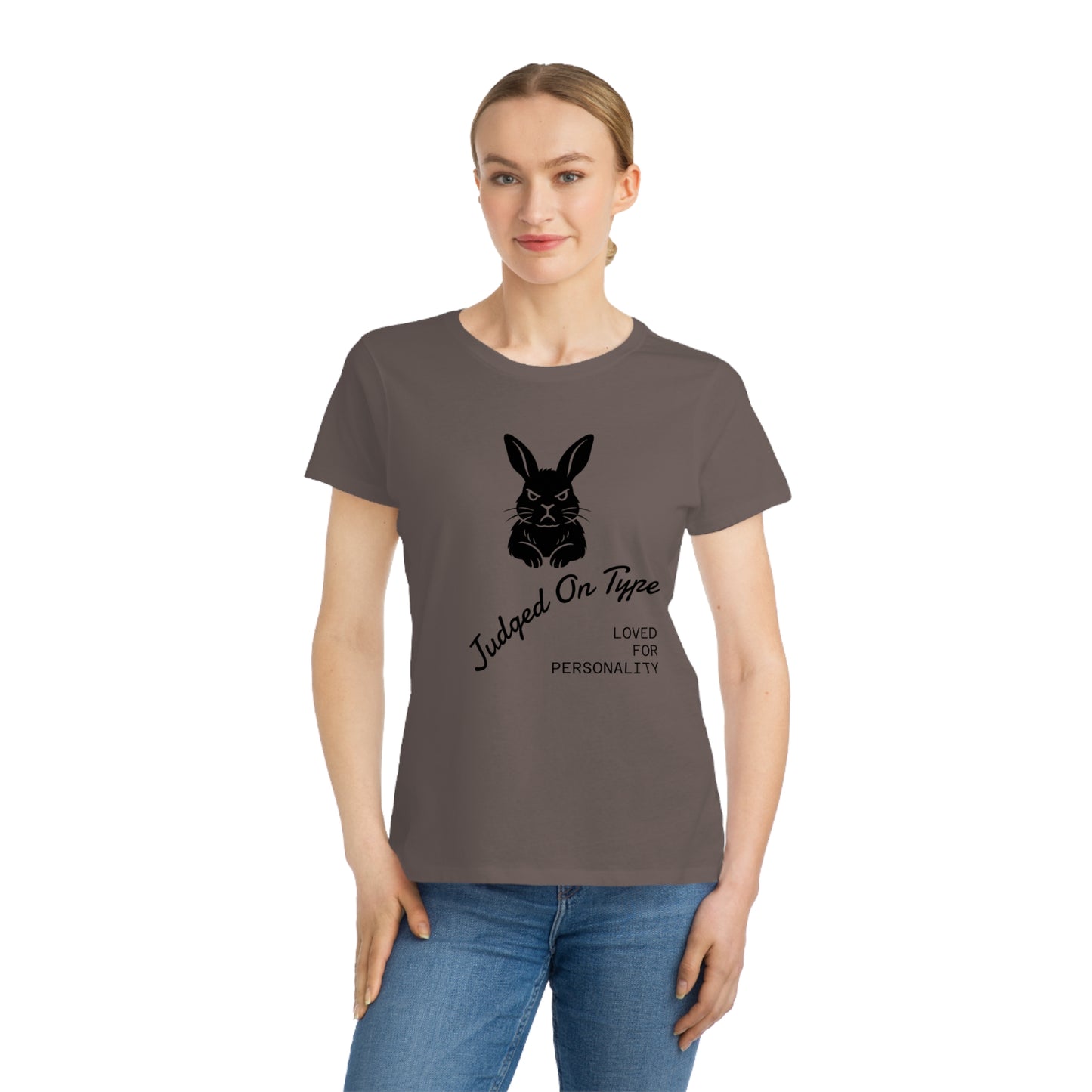 Organic Women's Classic T-Shirt - "Judged On Type" Bunny Design, Casual Wear, Gift for Animal Lovers, Birthday, Everyday Style