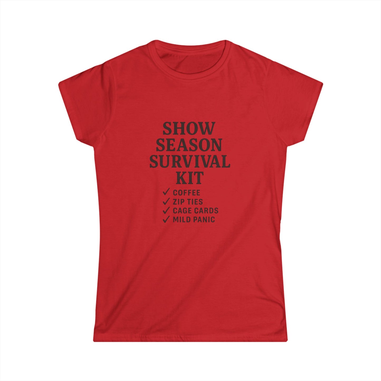 Show Season Survival Kit Softstyle Tee, Funny Graphic T-Shirt, Gift for Pet Lovers, Casual Wear, Show Day Essentials