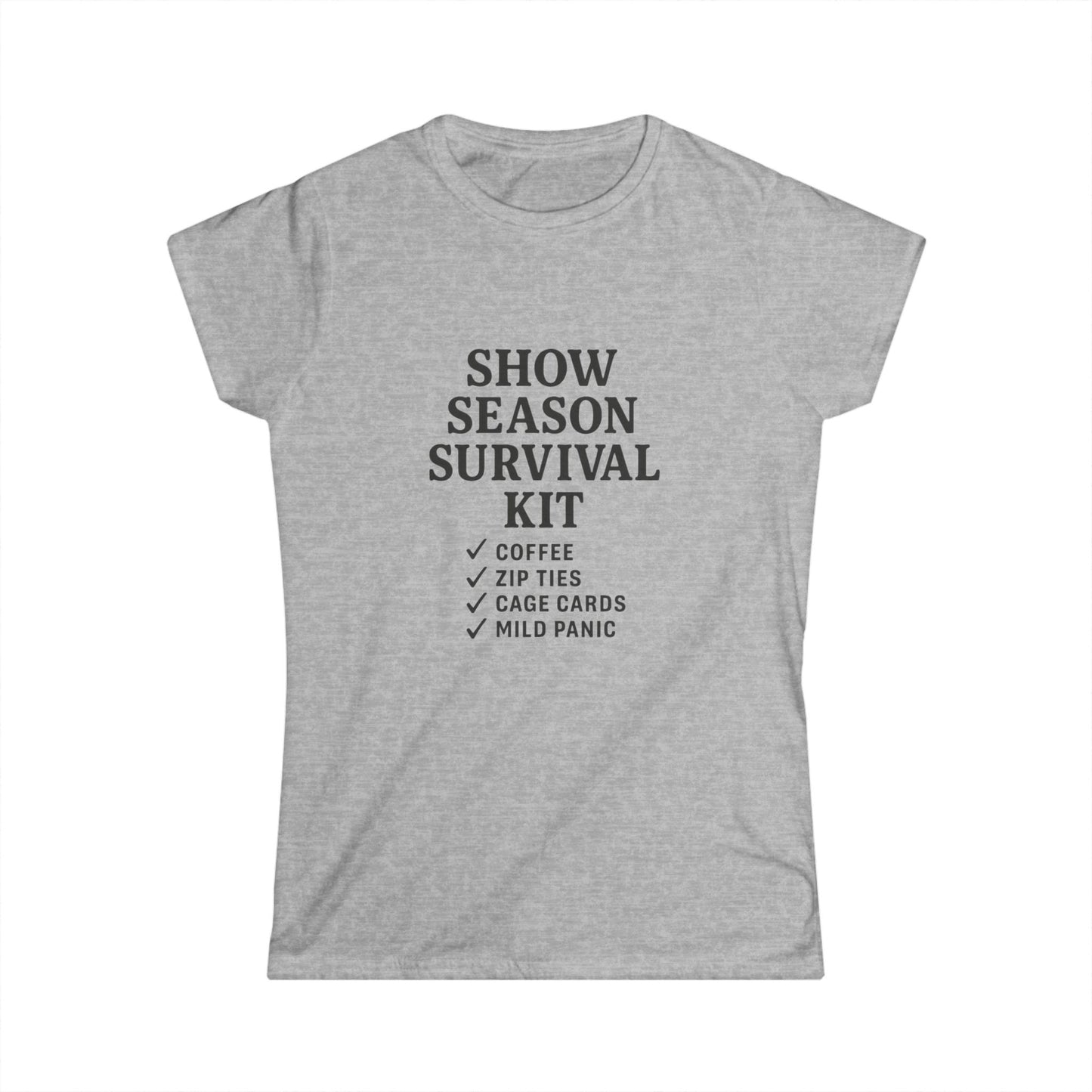 Show Season Survival Kit Softstyle Tee, Funny Graphic T-Shirt, Gift for Pet Lovers, Casual Wear, Show Day Essentials