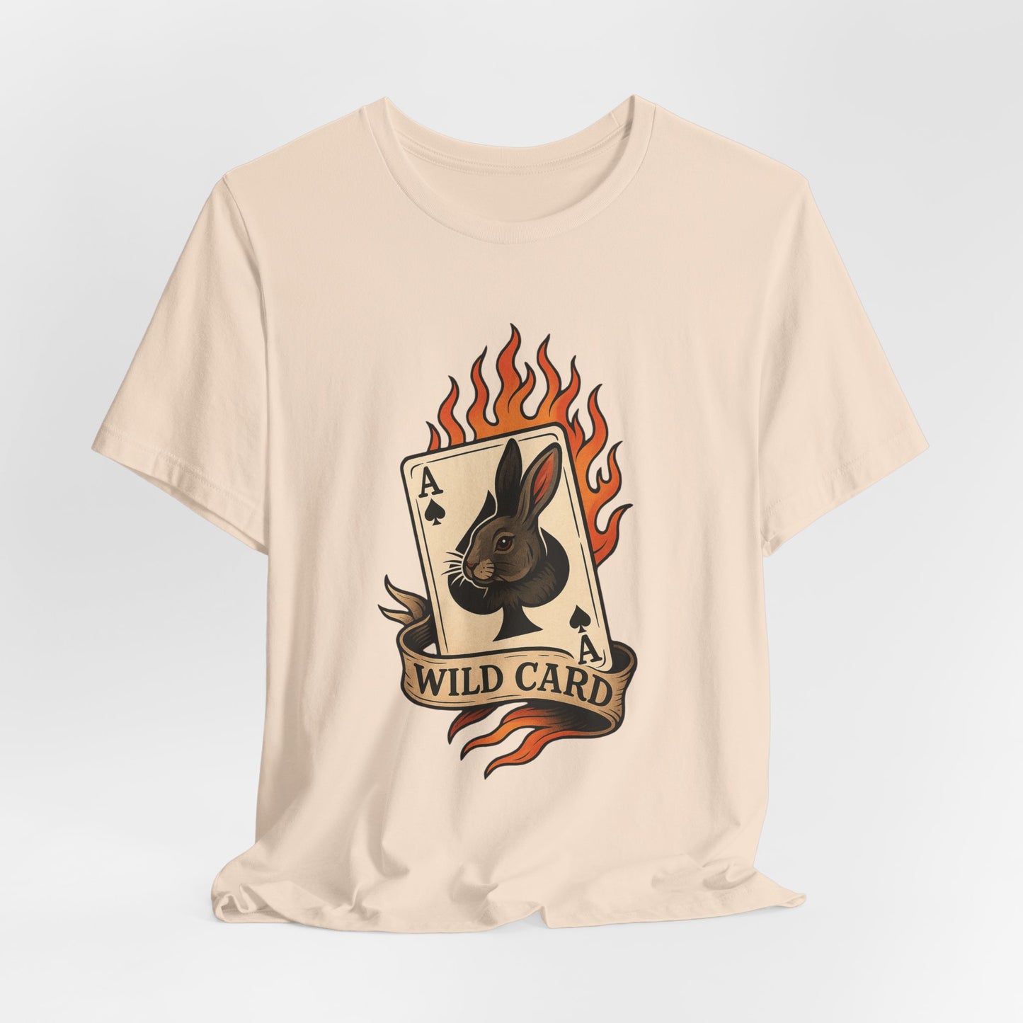 Wild Card Rabbit T-Shirt, Unisex Short Sleeve Tee, Fun Graphic Tee, Casual Summer Top, Gift for Gamers & Animal Lovers