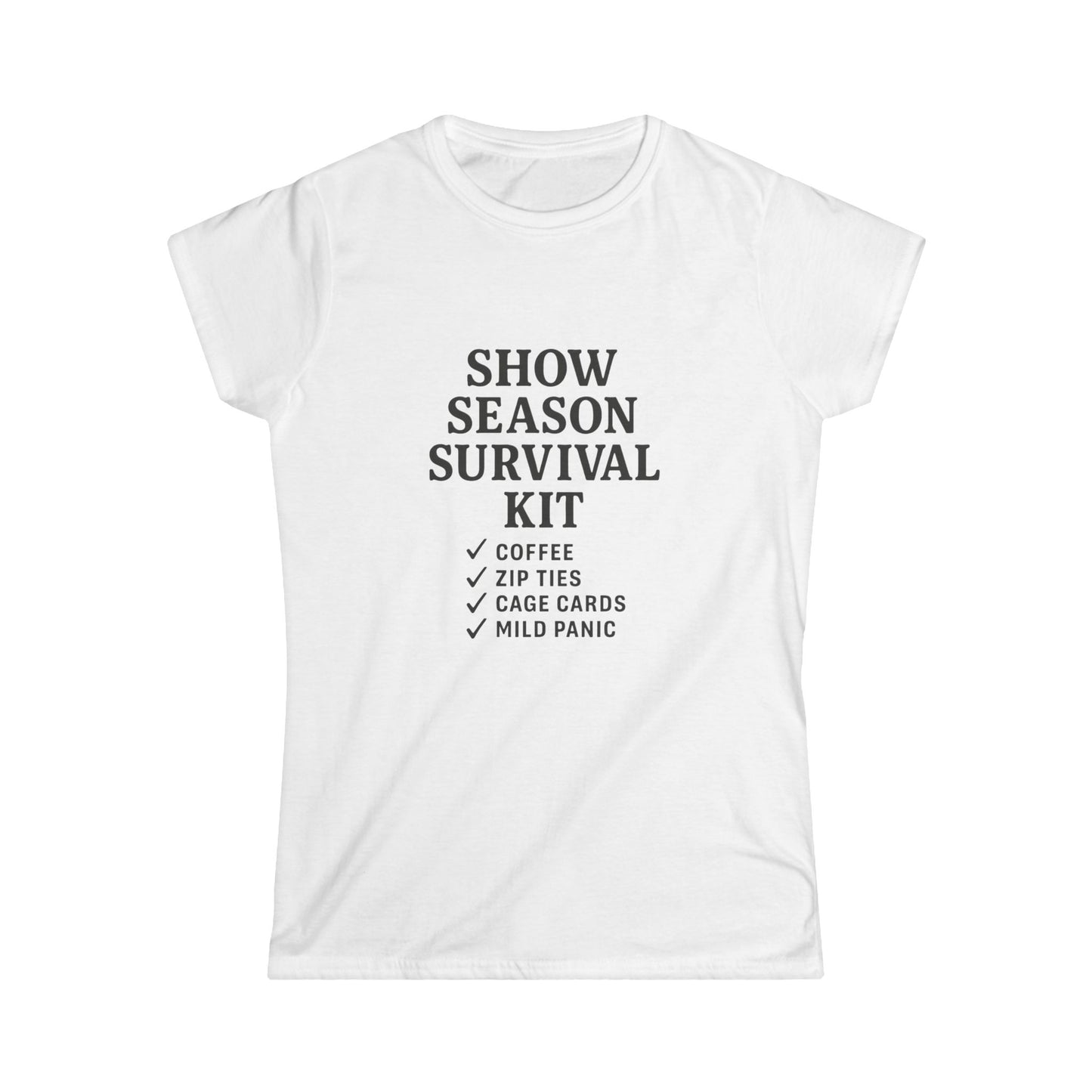 Show Season Survival Kit Softstyle Tee, Funny Graphic T-Shirt, Gift for Pet Lovers, Casual Wear, Show Day Essentials