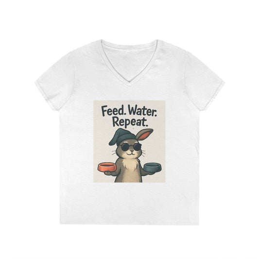 Cute Rabbit V-Neck T-Shirt - Perfect for Animal Lovers, Pet Owners, Gifts, Casual Wear, Everyday Humor