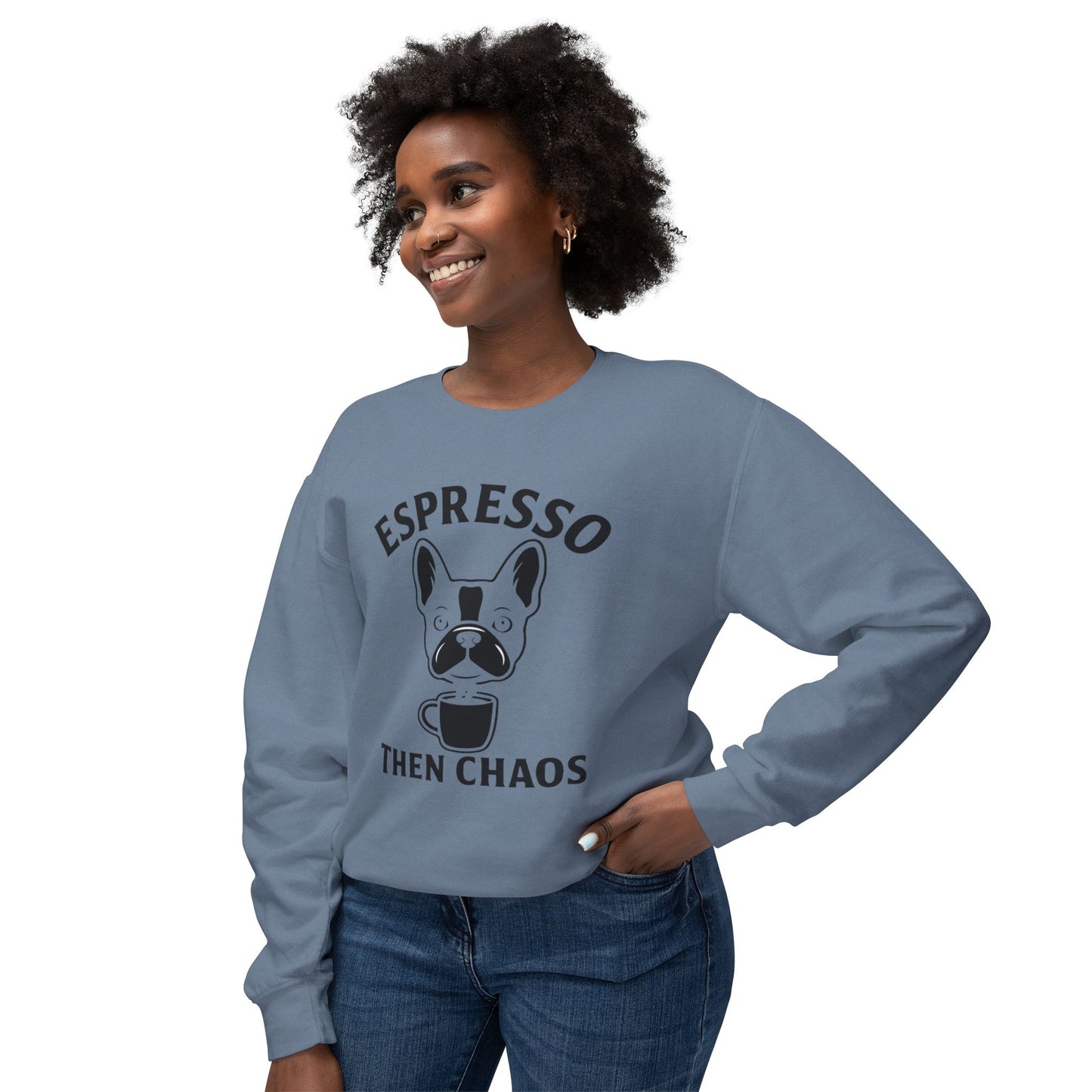 Espresso Then Chaos Sweatshirt, Coffee Lover Crewneck, Unisex Sweatshirt for Cat Lovers, Gift for Dog Dads, Cozy Casual Wear