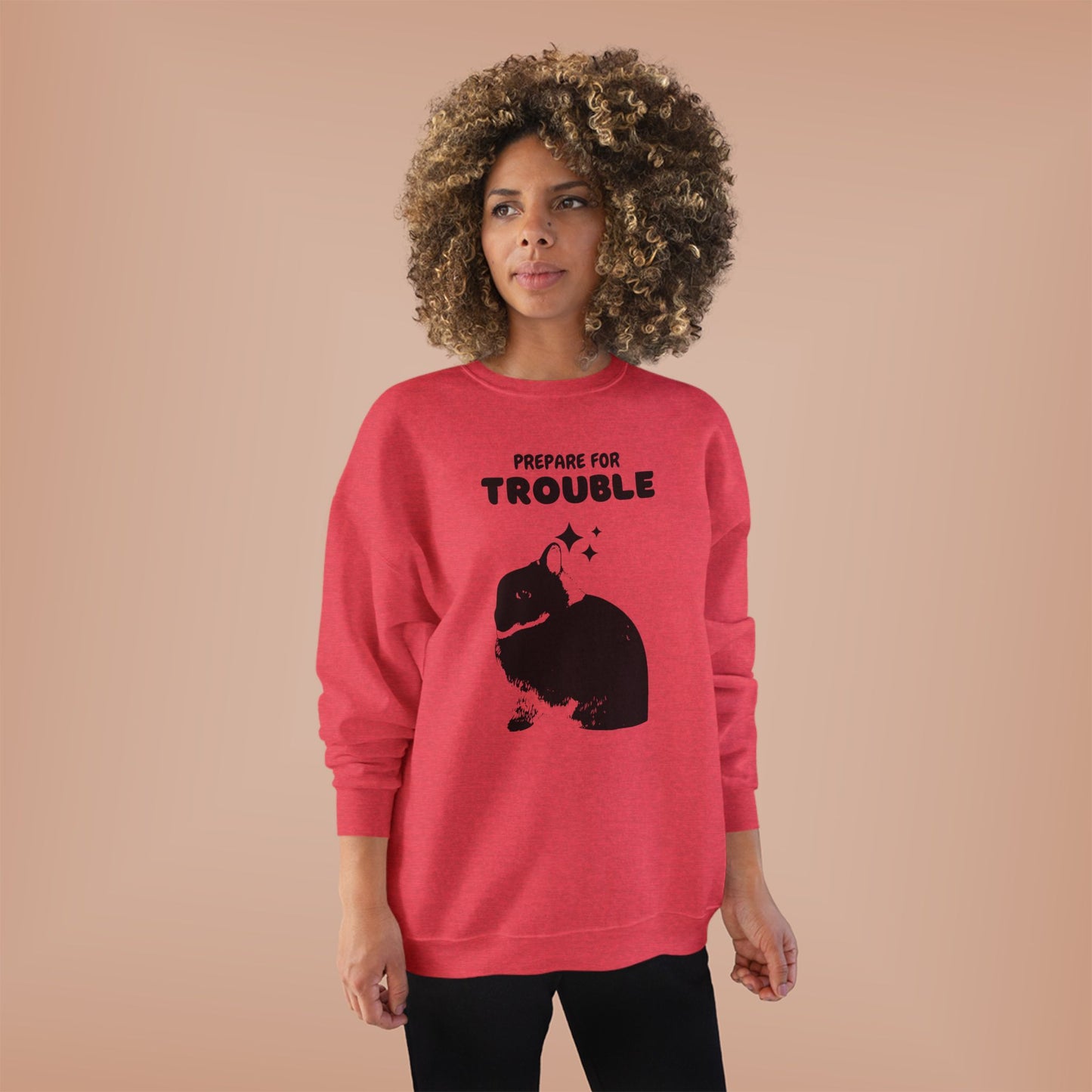 Prepare for Trouble Bunny Sweatshirt, Eco-Friendly Crewneck for Pet Lovers, Funny Gift for Birthdays, Easter, Casual Wear, Cozy Sweater