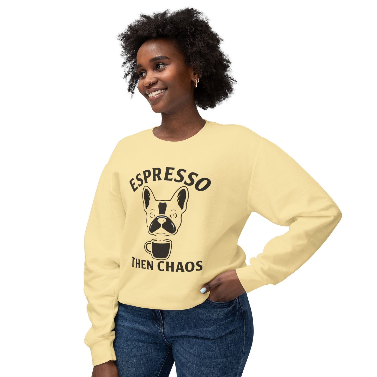 Espresso Then Chaos Sweatshirt, Coffee Lover Crewneck, Unisex Sweatshirt for Cat Lovers, Gift for Dog Dads, Cozy Casual Wear
