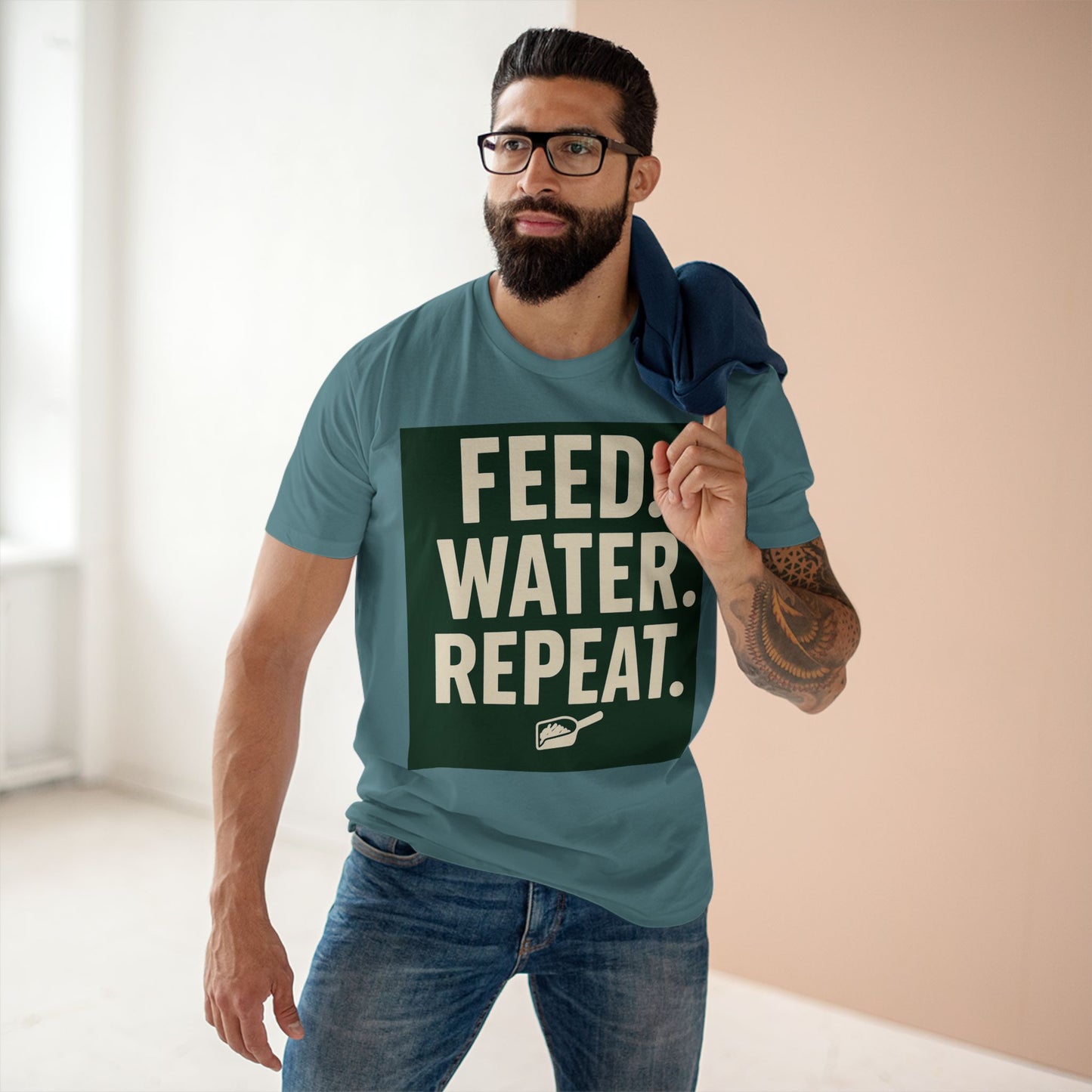 Feed Water Repeat Tee - Perfect for Animal Lovers, Gardening Gifts, Casual Wear, Eco-Friendly Lifestyle, Everyday Reminder