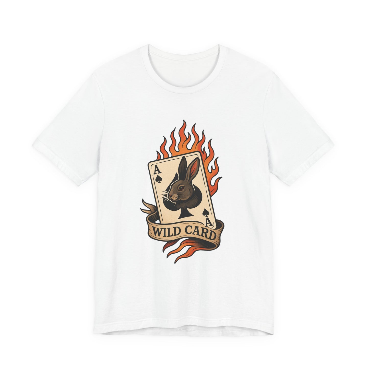 Wild Card Rabbit T-Shirt, Unisex Short Sleeve Tee, Fun Graphic Tee, Casual Summer Top, Gift for Gamers & Animal Lovers
