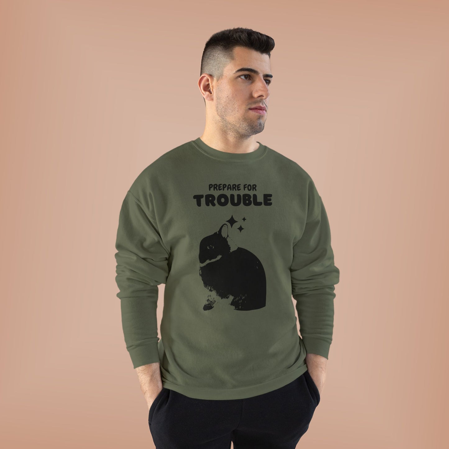 Prepare for Trouble Bunny Sweatshirt, Eco-Friendly Crewneck for Pet Lovers, Funny Gift for Birthdays, Easter, Casual Wear, Cozy Sweater