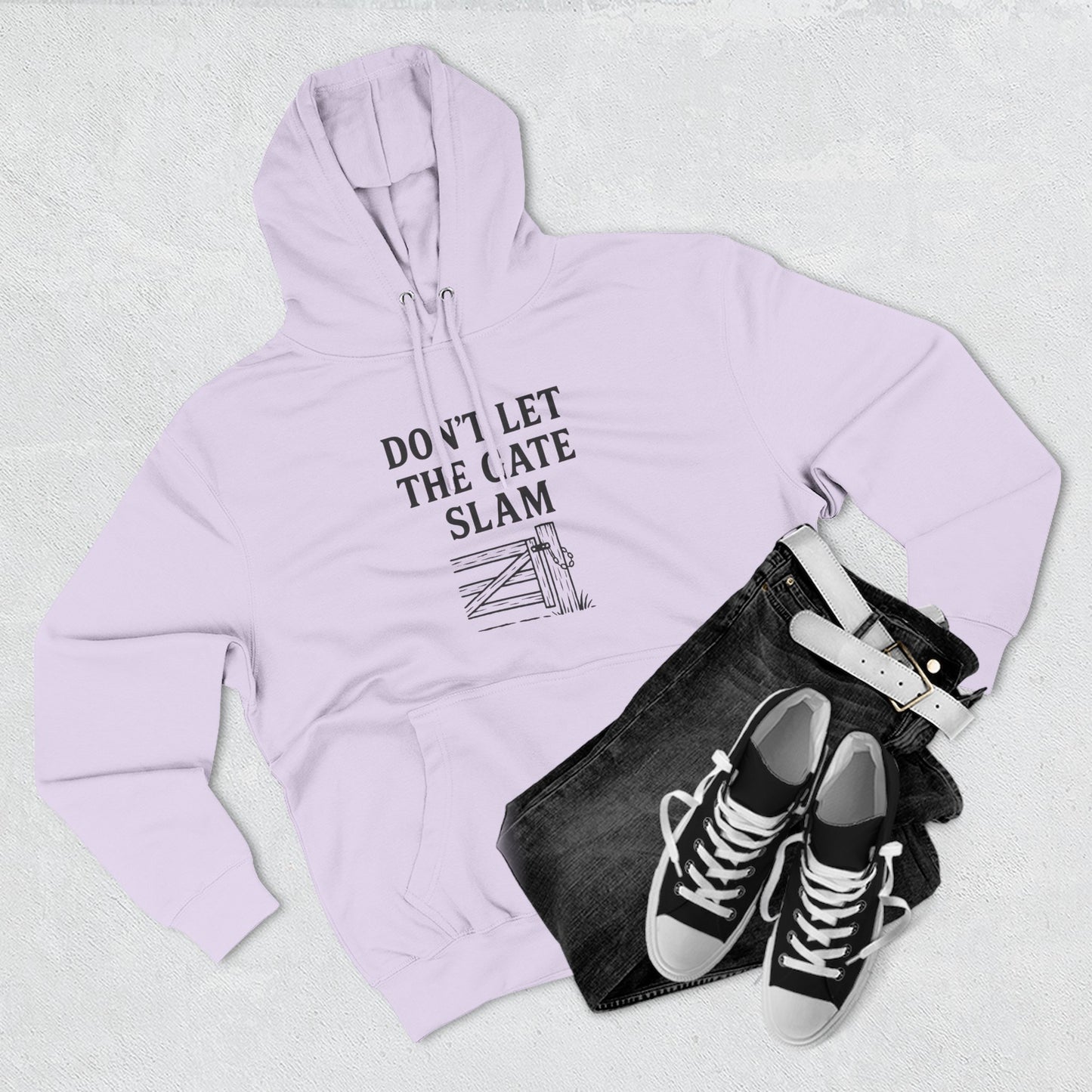 Cozy Fleece Hoodie, Don't Let The Gate Slam Hoodie, Casual Wear, Gift for Friends, Funny Quote Sweatshirt, Winter Apparel