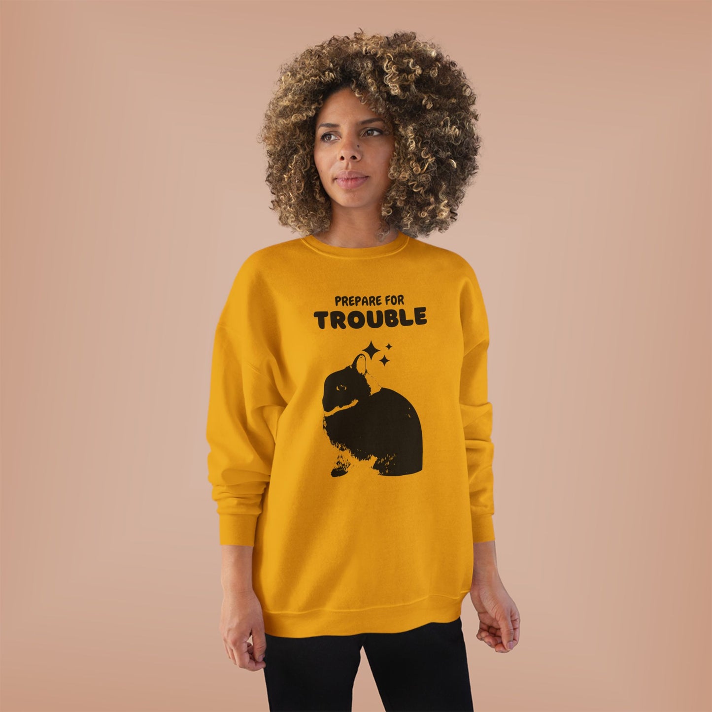 Prepare for Trouble Bunny Sweatshirt, Eco-Friendly Crewneck for Pet Lovers, Funny Gift for Birthdays, Easter, Casual Wear, Cozy Sweater