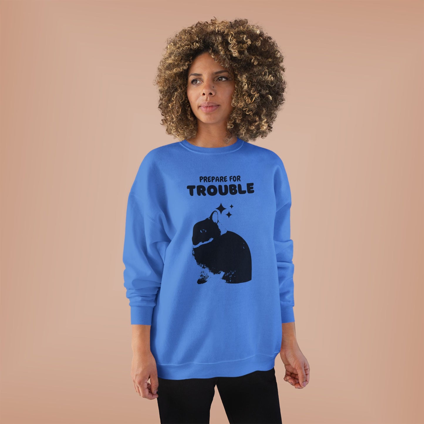 Prepare for Trouble Bunny Sweatshirt, Eco-Friendly Crewneck for Pet Lovers, Funny Gift for Birthdays, Easter, Casual Wear, Cozy Sweater