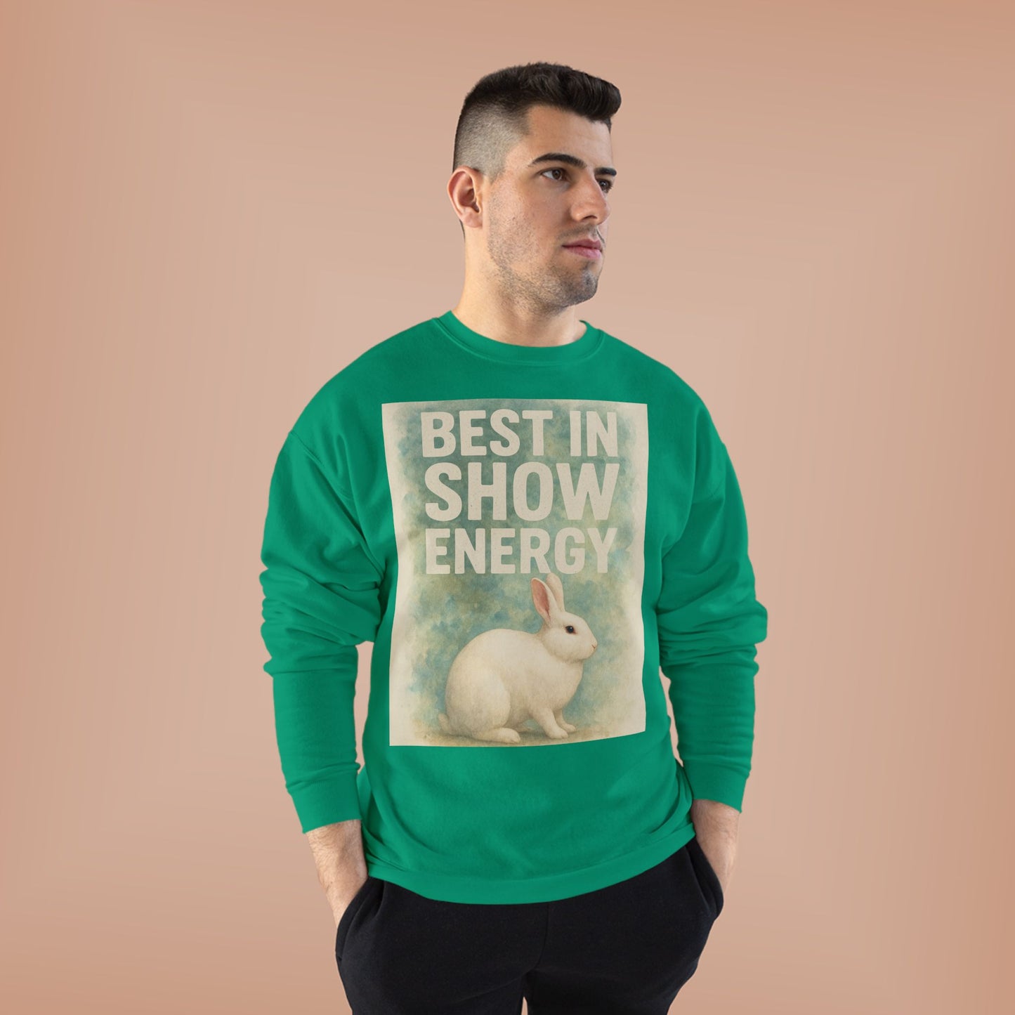 Eco-Friendly Crewneck Sweatshirt, Best in Show Energy, Bunny Graphic, Gift for Animal Lovers, Cozy Fashion, EcoSmart Apparel, Perfect [...]