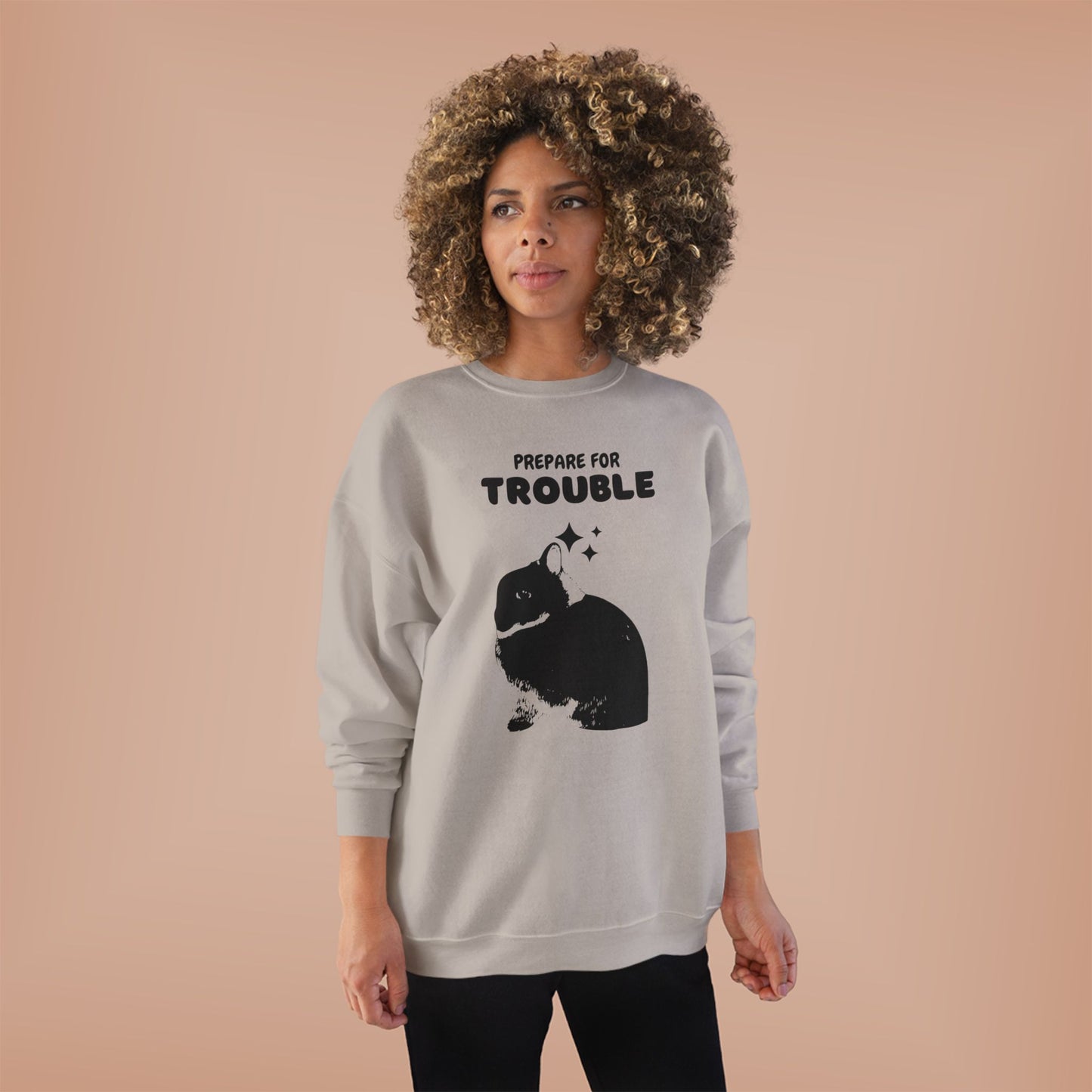 Prepare for Trouble Bunny Sweatshirt, Eco-Friendly Crewneck for Pet Lovers, Funny Gift for Birthdays, Easter, Casual Wear, Cozy Sweater