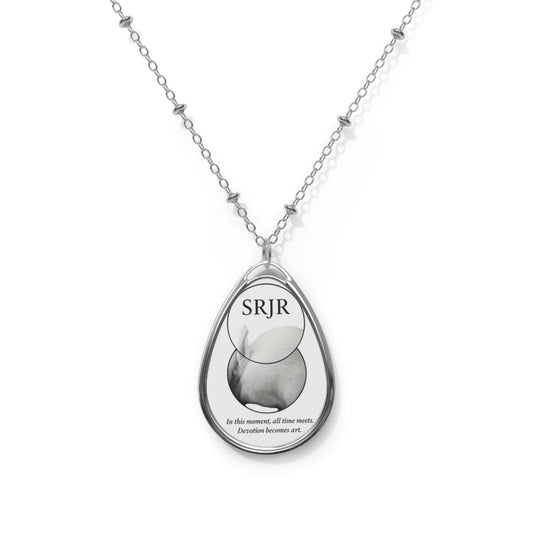 Inspirational Oval Necklace with 'In this moment, all time meets' Engraving