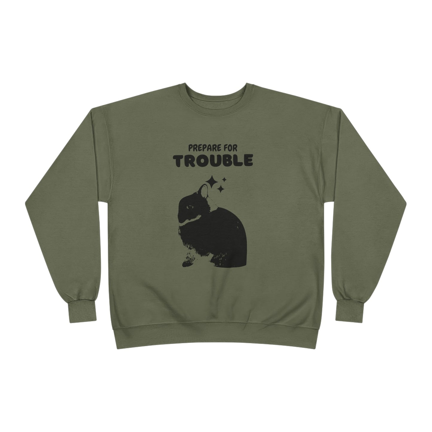 Prepare for Trouble Bunny Sweatshirt, Eco-Friendly Crewneck for Pet Lovers, Funny Gift for Birthdays, Easter, Casual Wear, Cozy Sweater