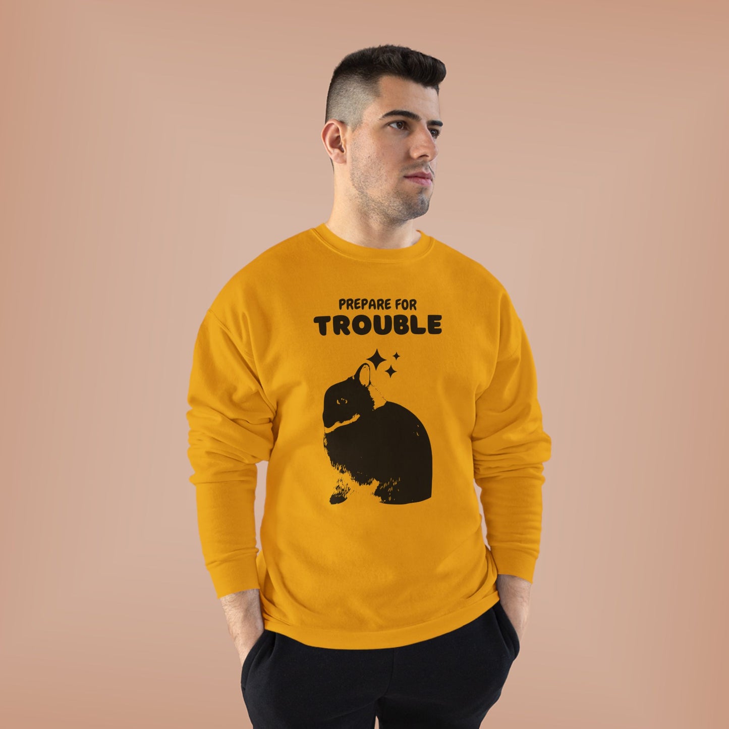 Prepare for Trouble Bunny Sweatshirt, Eco-Friendly Crewneck for Pet Lovers, Funny Gift for Birthdays, Easter, Casual Wear, Cozy Sweater