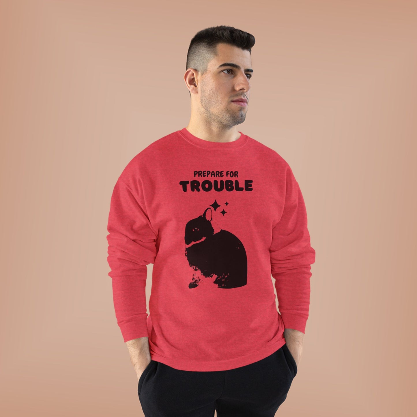 Prepare for Trouble Bunny Sweatshirt, Eco-Friendly Crewneck for Pet Lovers, Funny Gift for Birthdays, Easter, Casual Wear, Cozy Sweater