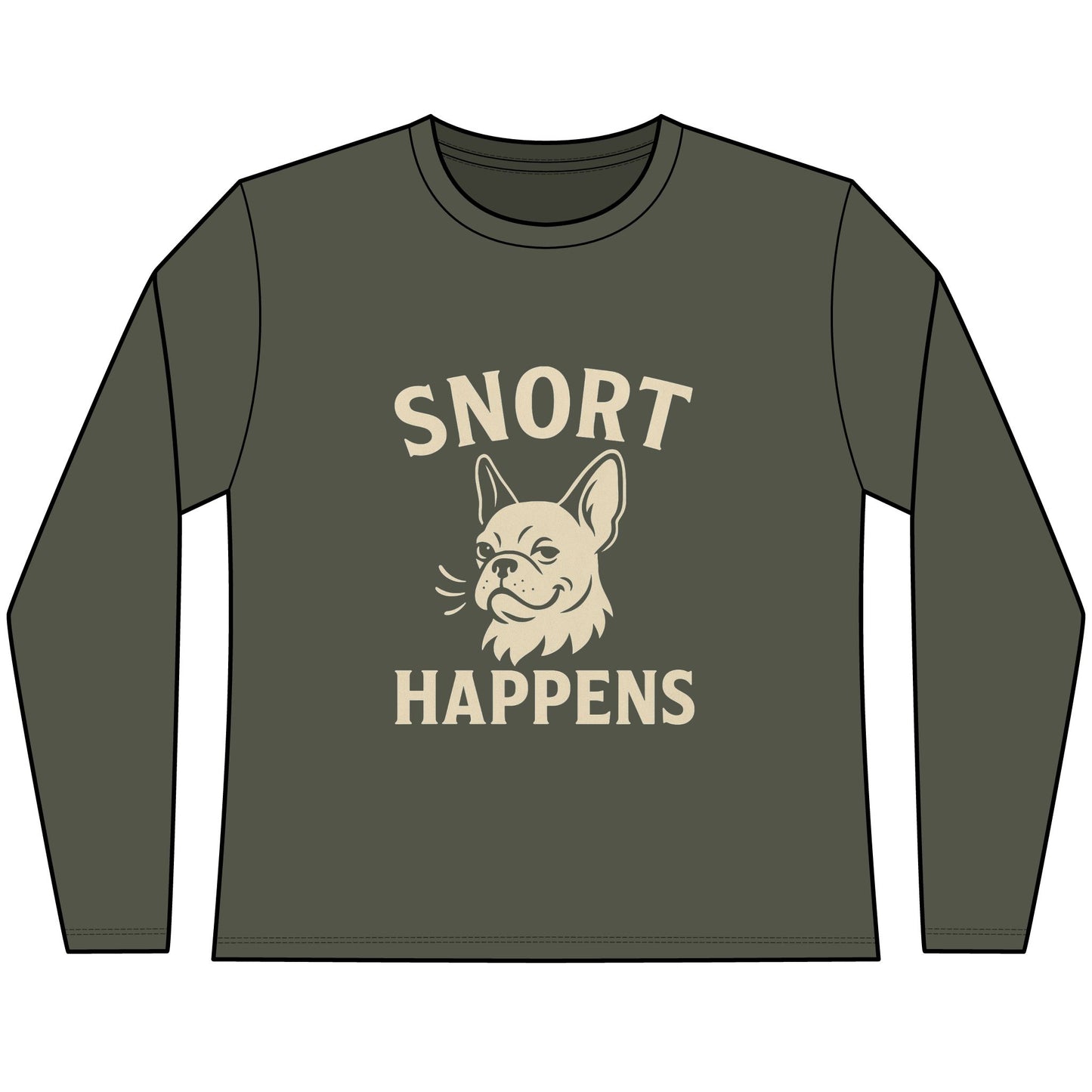 Snort Happens Long Sleeve Tee, Funny Dog Lover Shirt, Gift for Dog Owners, Pet Humor Top, Cute Canine Apparel