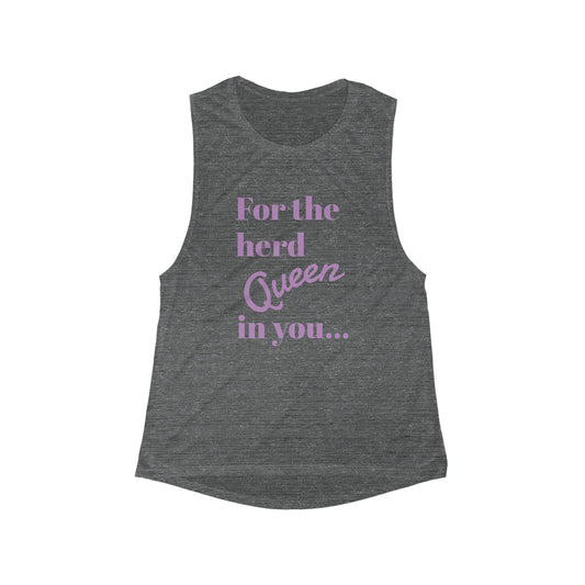 Women's Flowy Tank Top - For the Herd Queen in You, Motivational Workout Shirt, Fit for Every Occasion, Perfect Gift for Animal Lovers