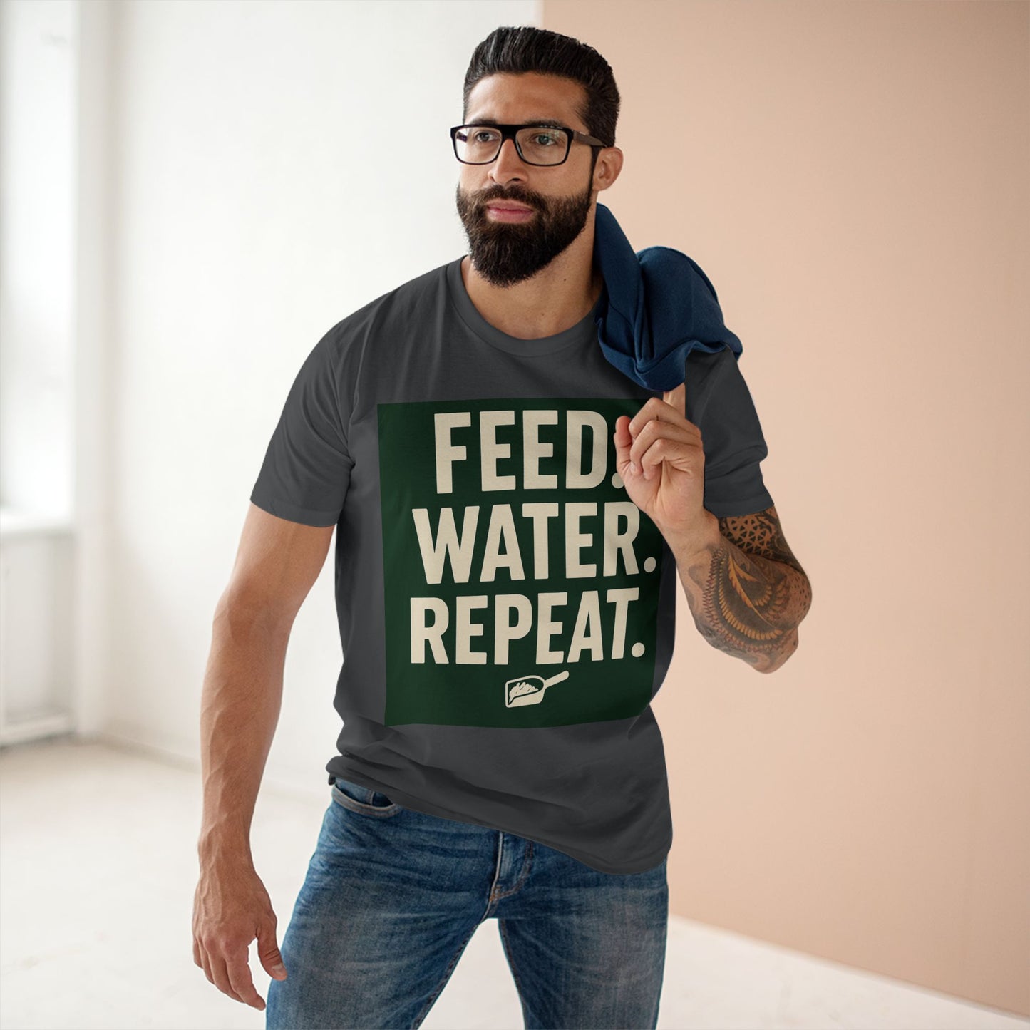 Feed Water Repeat Tee - Perfect for Animal Lovers, Gardening Gifts, Casual Wear, Eco-Friendly Lifestyle, Everyday Reminder