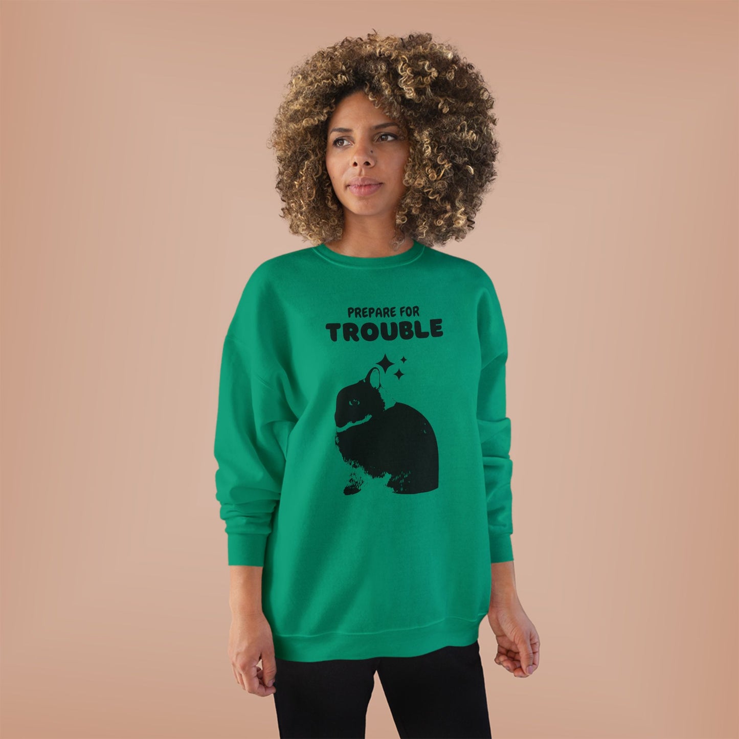 Prepare for Trouble Bunny Sweatshirt, Eco-Friendly Crewneck for Pet Lovers, Funny Gift for Birthdays, Easter, Casual Wear, Cozy Sweater