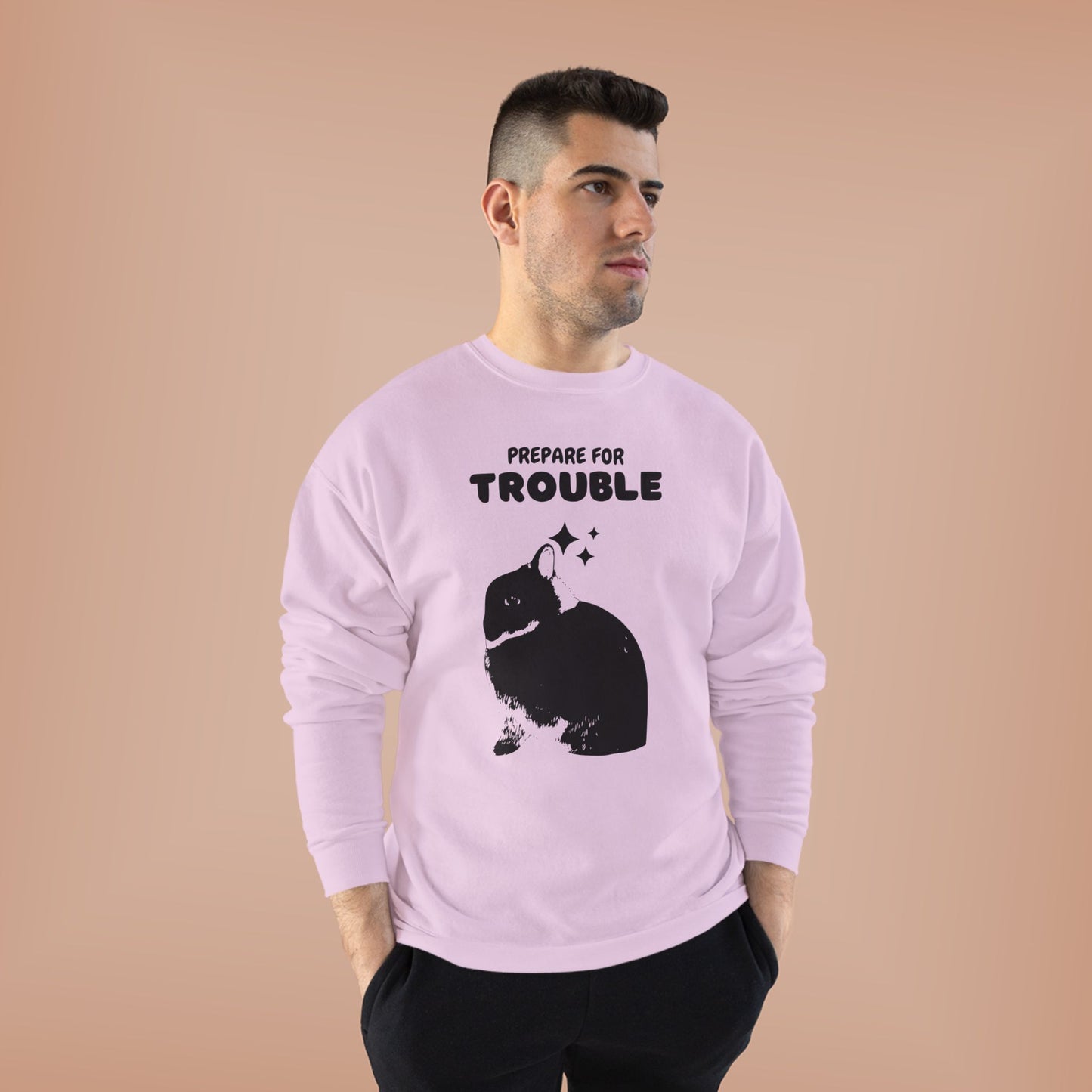 Prepare for Trouble Bunny Sweatshirt, Eco-Friendly Crewneck for Pet Lovers, Funny Gift for Birthdays, Easter, Casual Wear, Cozy Sweater