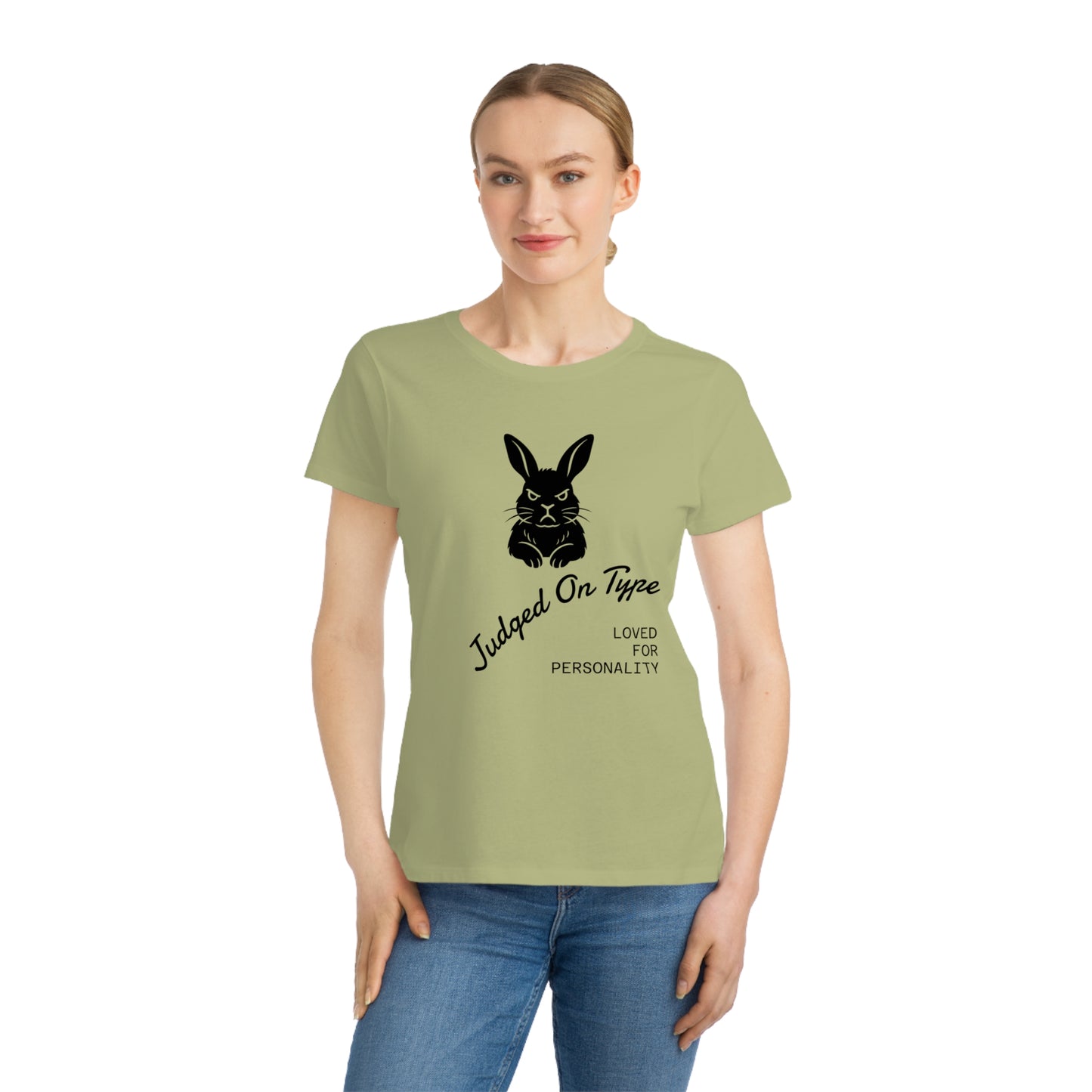 Organic Women's Classic T-Shirt - "Judged On Type" Bunny Design, Casual Wear, Gift for Animal Lovers, Birthday, Everyday Style