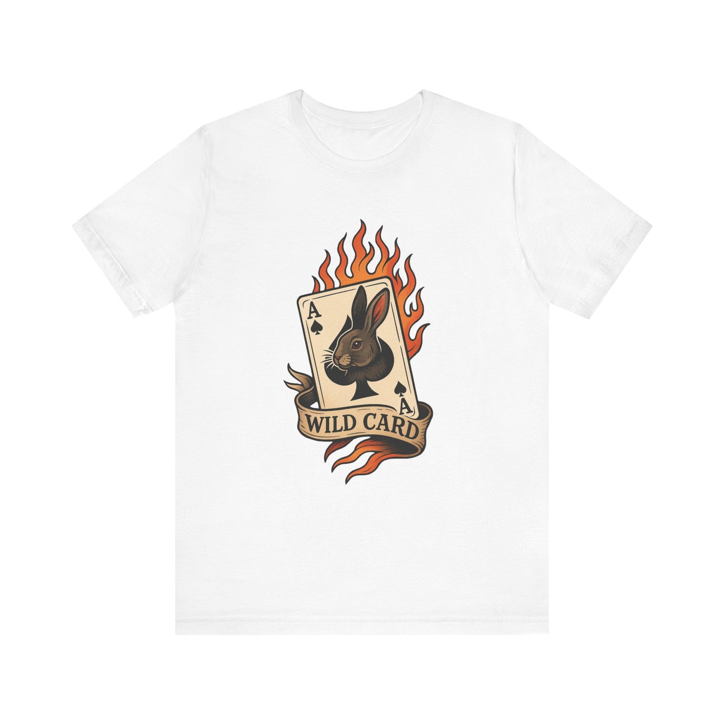 Wild Card Rabbit T-Shirt, Unisex Short Sleeve Tee, Fun Graphic Tee, Casual Summer Top, Gift for Gamers & Animal Lovers