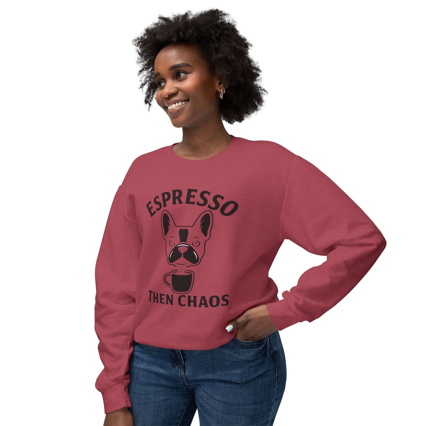 Espresso Then Chaos Sweatshirt, Coffee Lover Crewneck, Unisex Sweatshirt for Cat Lovers, Gift for Dog Dads, Cozy Casual Wear