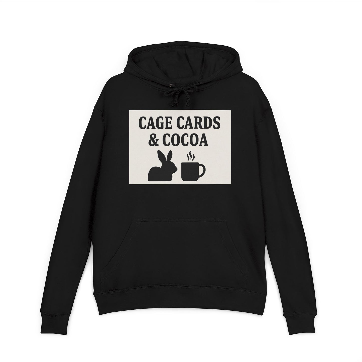 Cozy Hoodie for Card Lovers | Cage Cards & Cocoa | Unisex Sweatshirt for Game Nights, Gifts, Winter Wear, Coffee Lovers, Bunny Enthusiasts