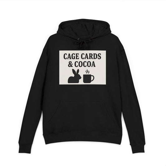 Cozy Hoodie for Card Lovers | Cage Cards & Cocoa | Unisex Sweatshirt for Game Nights, Gifts, Winter Wear, Coffee Lovers, Bunny Enthusiasts