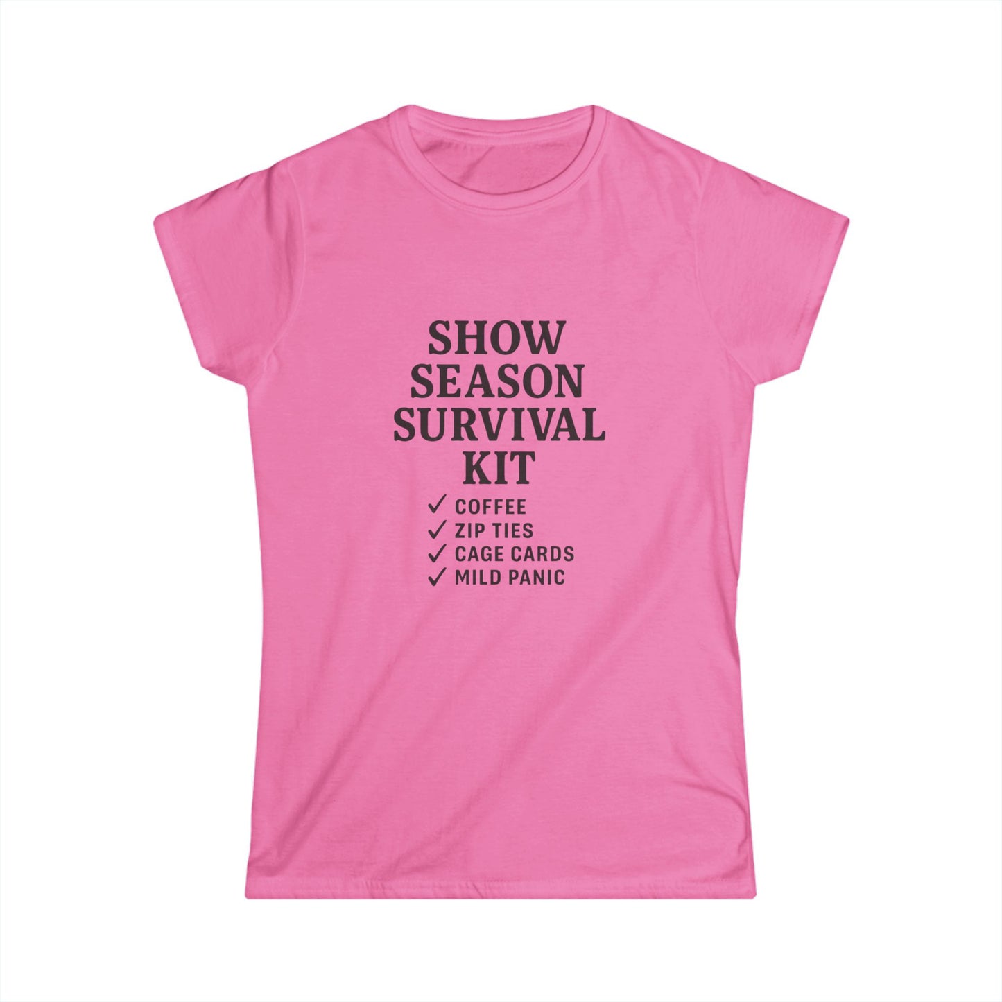 Show Season Survival Kit Softstyle Tee, Funny Graphic T-Shirt, Gift for Pet Lovers, Casual Wear, Show Day Essentials