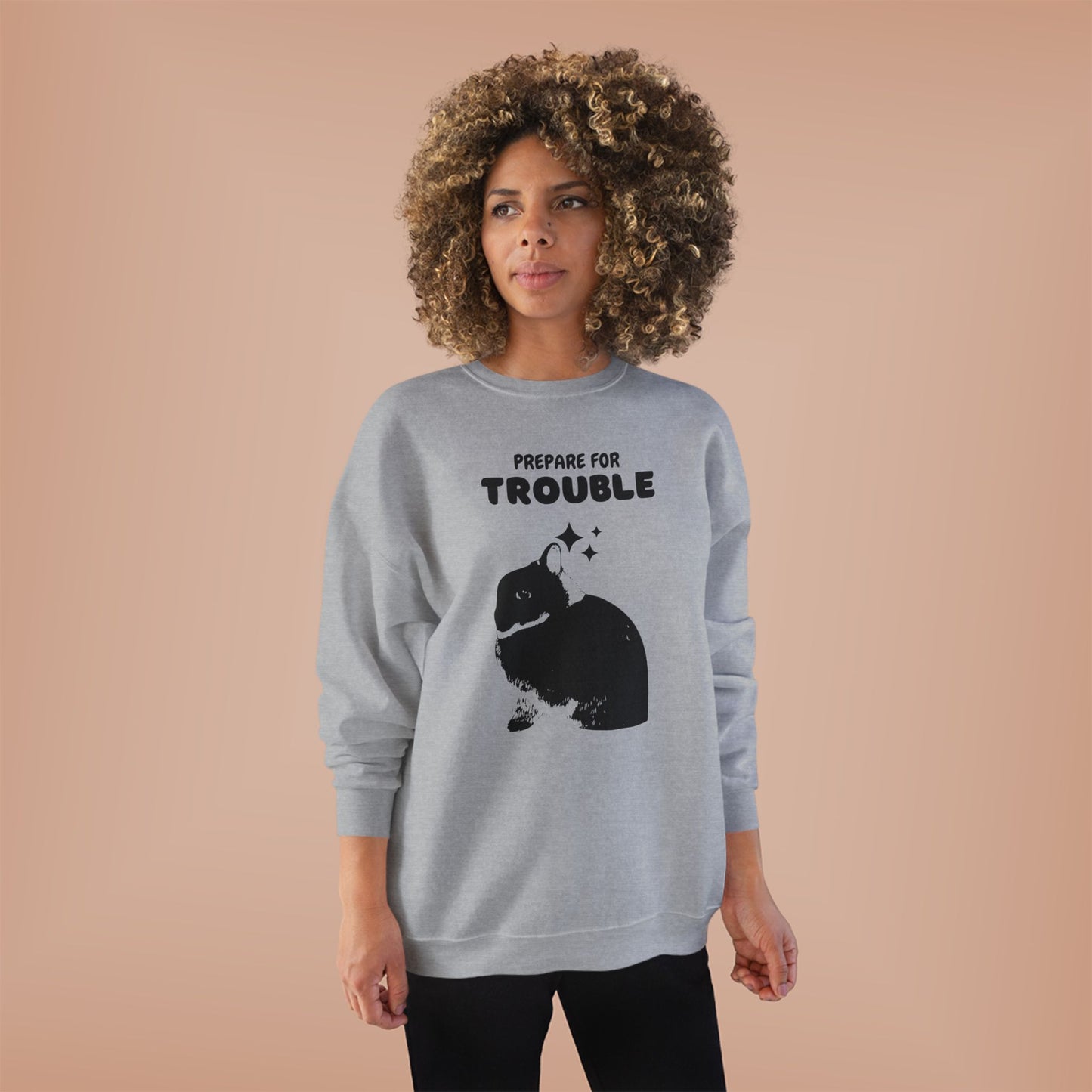 Prepare for Trouble Bunny Sweatshirt, Eco-Friendly Crewneck for Pet Lovers, Funny Gift for Birthdays, Easter, Casual Wear, Cozy Sweater