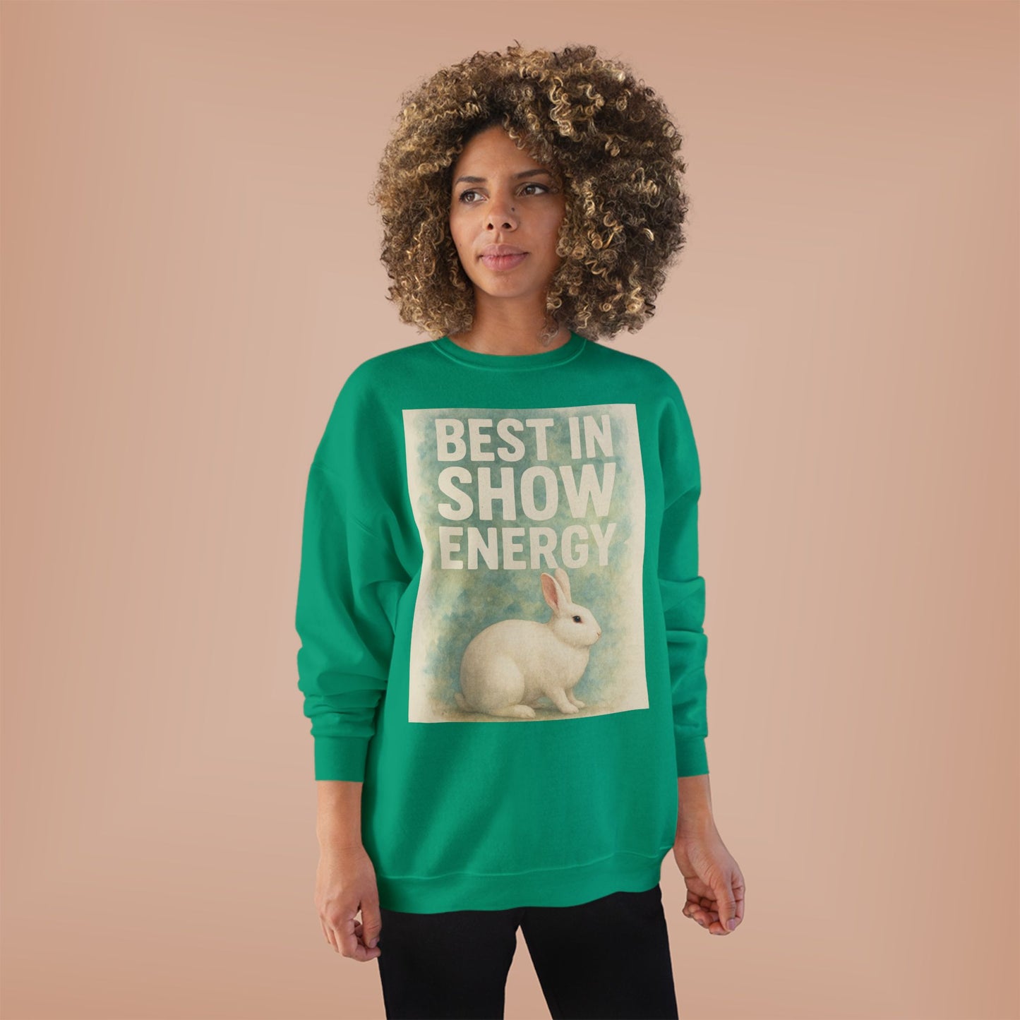 Eco-Friendly Crewneck Sweatshirt, Best in Show Energy, Bunny Graphic, Gift for Animal Lovers, Cozy Fashion, EcoSmart Apparel, Perfect [...]